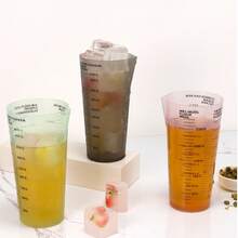 1pc Milk Tea Measuring Cup Tool, Milk Scale Cup With Handle, Plastic Measuring Cup - White - View 1