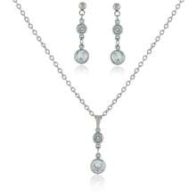 Women's Set: Earrings, Necklace, Pendant, Cubic Zirconia, Gradient Design, Semi-Precious Jewelry, Hypoallergenic Stainless Steel - Bạc - Xem 8