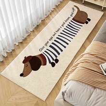 1pc Soft Plush Sausage Dog Pattern Pet Rug, Faux Wool Material, TPR Non-Slip Backing, Suitable For Bedroom, Kitchen, Living Room, Bathroom And Laundry Room, All Season Autumn/Winter Home Holiday Decor Carpet, Machine Washable, Cute Dachshund Pattern Rug, Can Be Used As Christmas, Housewarming Or Thanksgiving Gift! - Multicolor - View 1