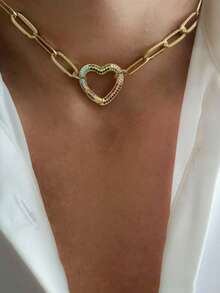 This STYLEVER Single Gold Letter Octagonal Star Necklace, Paired With A Heart-Shaped Chain And Stainless Steel Chain, Is Suitable For Work, Daily Life, Parties, Banquets And Balls. It Is A Unique And Luxurious Women's Necklace. - Yellow Gold - View 11