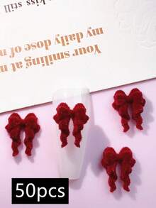 50 piezas de estilos de otoño e invierno, decoraciones de arte de uñas con diseño de lazo de felpa y felpa, DIY, accesorios de uñas con lazo, productos para uñas, encantos para uñas, accesorios para uñas - Multicolor - Ver 7