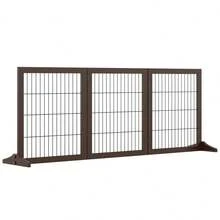 PawHut Dog Barrier, Barriera in legno di pino, Autoportante, Marrone, 185x36x71cm - 1 - Visualizzare 9