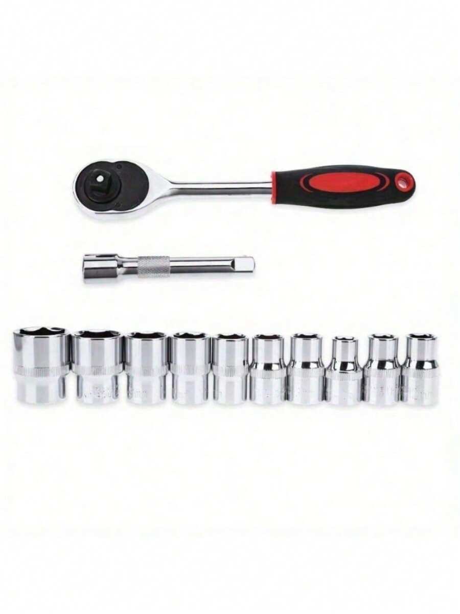 12Pcs Ratchet Wrench Socket Set 1/4 Inch Drive Car Boat Motorcycle Bicycle Repairing Tool