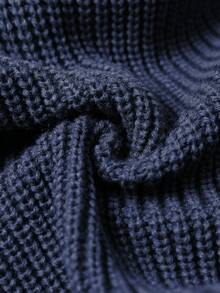Sweater Rajut Pullover Kasual Ukuran Besar dengan Kerah Bulat dan Pita Warna Kontras - Royal Blue - View 6