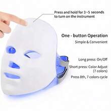 Aedwdpe LED Face Mask 7-Color Light Therapy Device, USB Rechargeable, Suitable For Facial Use - Facial Skincare Tool - 白色 - 查看 5