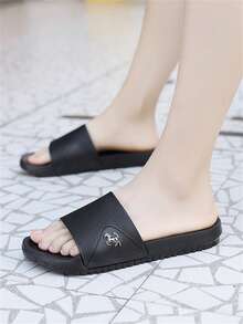 Men's Athletic Slides, Thick EVA Sole, Lightweight Casual Home & Outdoor Wear Slides, Summer Slippers For Outdoor, Beach & Casual - Black - View 7