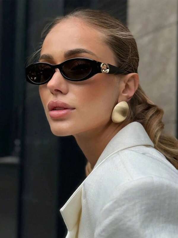 1 pezzo Occhiali da donna di forma ovale con montatura piccola, alla moda, casual e versatili, adatti per essere indossati in varie occasioni