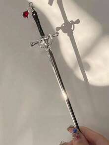 剑形发簪金属剑形发夹，镶嵌宝石吊坠，复古风格发簪，女士长款浓密发饰，发髻延长器，发髻制作器，发夹，发髻发片，发型设计发夹，学习用品，头部饰品 - 彩色 - 查看 9