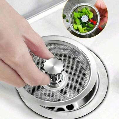 1pc Stainless Steel Sink Strainer - Upgraded Kitchen Water Filter, Easy Installation, Effectively Filters Food Residue And Impurities, Durable, Suitable For Modern Kitchen, Kitchen Sink Accessory