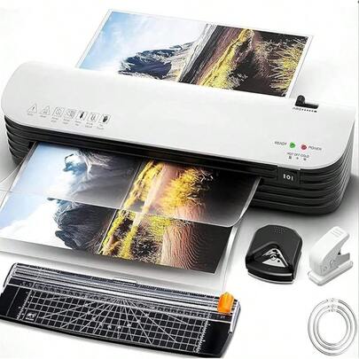 13 Inch A3 Laminator Machine – Cold & Thermal Laminator For A3/A4/A5/A6 With Paper Cutter, Corner Rounder & 20 Pouches, Fast Warm Up For Home Office School