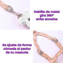 Correa Pechera Tela Ajustable Diseño Conejo Mascota Pequeñas - Blanco - Ver 5