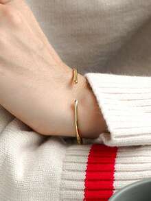 Charm-In 1pc 18K Gold Plated Minimalist Style Bracelet, Plating Thickness 0.03-0.05μm - Gold - View 3