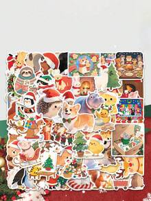 1pc 50pcs Animal Christmas Stickers, Cute & Warm, Suitable For Phone, Computer, Notebook, Instrument, Cup Or As Christmas Gift