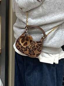 Leopard Print Hand Bag,Leopard Patterned Heart-Shaped Pendant, Korean Version Mini Chain Bag,Coin Purse,Jewelry Storage Bag,Car Pendant,Key Chain,Traveling, Staying At Home, Working,Mom, Teacher, Classmate, Friend, Colleague,Teacher's Day Gifts, Halloween, Christmas - Multicolor - View 5