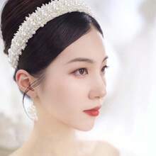 1pcs New European And American Pearl Headband Bride Crown Baroque Hair Accessories Korean Version Versatile Princess Hair Clip Headband Women - A - 查看 1