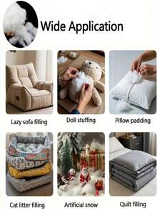 High-Quality Synthetic Cotton Filling, Suitable For Pet Beds And Soft Home Textiles. Applicable For Crafts, Sewing Projects, Christmas Decorations And Toy Stuffing - Synthetic Cotton Filling, Pet Bed Filler, Soft Texture - White - View 9