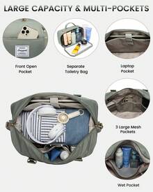 LOVEVOOK Travel Bag Weekender Bags For Women, Carry On Overnight With Shoe Compartment,Duffle With Laptop Pocket,Hospital Bag For Labor Delivery,Gym Tote With Toiletry - xám xanh - Xem 3