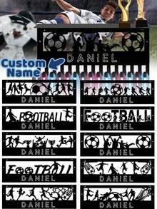 Customized Football Medal Display Rack, Metal Wall-Mounted With 15 Hooks, Suitable For Football Players, Gymnasts, Etc., Customizable Medal Display Rack - Black - View 4