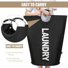 Large Heavy-Duty Oxford Cloth Laundry Basket - Foldable Dirty Clothes Storage Bag And Handled Laundry Basket, Practical Storage Basket, Cylindrical Dirty Clothes Organizer, Ideal For Dorms And Travel, Portable Clothing Bin (Black And Pink) - Hồng - Xem 2