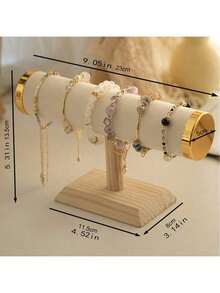 1个木质绒面金属首饰架，手镯展示架，收藏品及配件收纳架 - 白色 - 查看 2