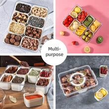 A Divided Tray With Lid And Handle, A 4/8-Compartment Plate, A Transparent Detachable Portable Snack Box With Lid And Sturdy Handle, Suitable For Fruits, Vegetables, Salads, Candy,Nuts - Perfect For Travel, Camping And Picnics.Travel Essential,Kitchen Essentials,Kitchen Storage,Storage Container - White - View 9