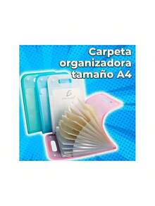 Carpeta Organizador Impermeable Tipo Acordeón Hoja Tamaño A4, organizador de documentos impermeable, carpeta acordeón multihojas, accesorio escuela oficina, archivo portátil resistente - Rosa - Ver 4