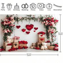 1pc Classic Polyester Valentine's Day Photo Backdrop, Suitable For Family Celebration Events, Traditional Gift For Brides, Valentine's Day Holiday Background, Birthday Party, Classroom And Office Valentine's Day Decoration, Holiday Decoration Photo Banner, Booth Props, Wall Mounted Photo Sign. - Multicolor - View 7