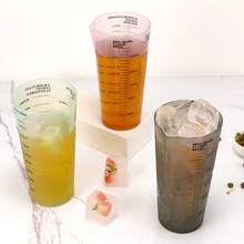 1pc Milk Tea Measuring Cup Tool, Milk Scale Cup With Handle, Plastic Measuring Cup - White - View 5