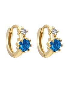 أقراط فاخرة للنساء من البلور الأزرق والأحمر - نحاس بطلاء معدني، مثالية لحفلات الزفاف والمناسبات - الذهبي - مشاهدة 4