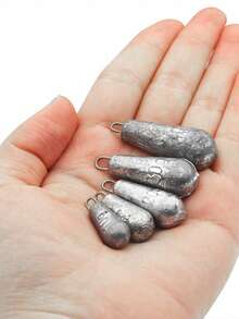 GOTURE 10pcs Fishing Sinker With Loop And Droplet Type Sinker, Suitable For Bottom Fishing With Sinker, Used For Sea Bass, Seawater And Freshwater Fishing Gear