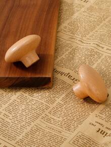 2个装木质单孔抽屉拉手，蘑菇形实木橱柜/衣柜/儿童房门把手 - 櫸木 - 查看 4