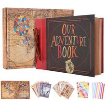 OUR ADVENTURE BOOK Adventure Book Scrapbook Album 11.9 X 7.6 Inch 80pages,3d Retro Embossed Letter Hard Cover Movie Up,Memory Book For Couples,DIY Album For Anniversary,Wedding,Travelling,Friends,Family,Couple Gifts - 復古色 - 查看 11