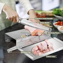 Heavy Duty Stainless Steel Cutter, Manual Meat Slicer, Frozen Meat Cutting, Stainless Steel Beef/Chicken/Vegetable/Fruit/Herb/Paper Cutting Tool, Suitable For Home/Restaurant/Cafeteria/Hotel/Kitchen, Easy To Clean