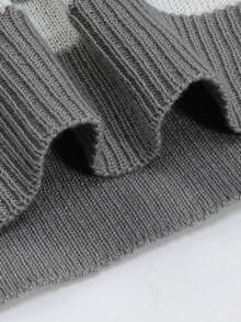 男士宽松休闲街头风圆领短袖针织衫，复古商务休闲风，春夏款 - 灰色 - 查看 8