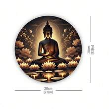 CIFbuy 1pc 20.32x20.32cm Peaceful Buddha Meditation Round Metal Sign, Glowing Lotus & Candlelight Design, Suitable For Indoor & Outdoor Decor In Living Room, Bar, Cafe,Room Decor,Halloween Decor,Home Decor,Bathroom Decor,Bedroom Decor,Kitchen Decor,Wall Decor,House Decor, Room Decoration Stuff,Living Room Decor - 彩色 - 查看 9