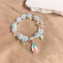 3pcs Fashionable Gradient Beaded Dragonfly Pendant Bracelet, Suitable For Women's Daily Wear - Blue + Purple + Pink Yellow - View 3