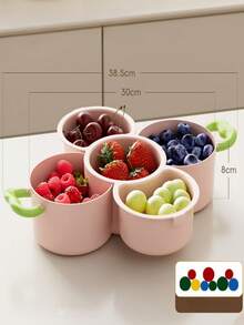 Creative Double-Layer Fruit Tray, Drain Basket, Detachable, Washable, Kitchen, Home Living Room, Coffee Table, Fruit Tray Basket, Basin, Vegetable Preparation Plate - Multicolor - View 11