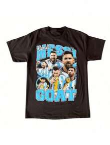 Refreshing Summer Lionel Messis 10 Graphic Tee Summer Luxury Brand Cotton Mens And Mens T-Shirts Short Sleeves - 黑色 - 查看 1