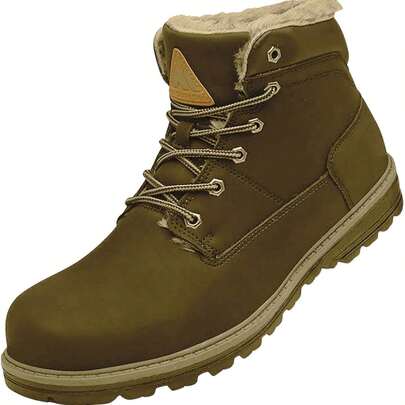 Botas de Invierno Adulto Marron Talla 45  Botas Hombre Impermeables Zapatos de senderismo de piel suave y Cálido en su interior