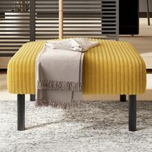 Premium Cord Fabric Stool With Metal Frame - Super Soft Velour Cover For Maximum Comfort - Versatile As A Footrest, Seat Stool, Or Side Table - Quick And Tool-Free Assembly - Yellow + Cord + Foam+1 Seat - View 5