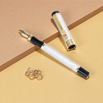 高端银色龙头钢笔/奢华哑光金属商务钢笔/优雅礼品及专业人士之选，书写流畅/男女皆宜，高级书写工具，适用于日记、办公等场合