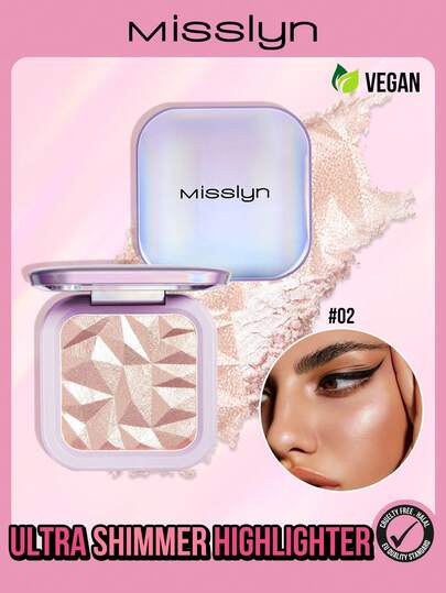 Misslyn Mycket skimrande highlighter, ger ljusare hy, Skapar en strålande makeuplook, Silverglitter highlighter, Ansiktsupplysande highlighter, Glansig, Hög färgåtergivning, Slät formula, Naturlig lyster, Näsa- och ögonkonturpalett, Y2K-makeup, Fest, Strandresor, Semester, Camping, Utomhuspresent, För tjejer, Nytt år