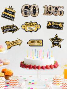 10 Stück Schwarz & Gold 60. Geburtstag Party Papier Schilder, 1966 Vintage 60. Geburtstag Party Schilder, 60. Geburtstag Party Hintergrund Dekorationen, Schwarz & Gold 60. Geburtstag Garten Schilder Dekoration, geeignet für Innen- & Außenbereich Geburtstags Party Dekoration, Schwarz & Gold Geburtstag Rasen Stäbe, 1966 60. Geburtstag Außen Garten Dekoration, 60. Geburtstag Party Dekorationen, Geburtstags Geschenk Party Favors - Black Gold 2026 Limited Edition 60. - Übersicht 8