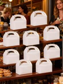 10个/1个棕色牛皮纸尖顶盒 - 适用于儿童生日派对、婚礼、婴儿派对，尺寸为6.2 x 3.5 x 3.5英寸，婚礼和生日用品，家居和派对装饰