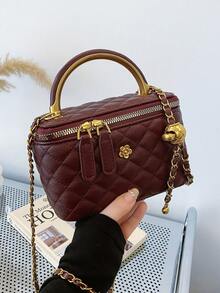 Fashionable Retro Chic Versatile High-End Women Handbag & Shoulder Bag - Burgundy - View 6