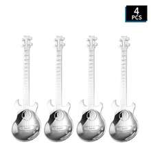 4pcs Stainless Steel Silver Coffee Spoons, Mixing Spoons, Dessert Spoons, Tea Spoons, Designed With Musical Instruments And Notes, Suitable For Coffee, Tea, Desserts, Ice Cream - Perfect Kitchen Accessories, School Supplies - Multicolor - View 9
