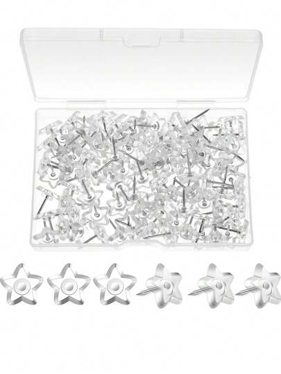 50/100 piuneze din plastic în formă de stea, vârf din oțel transparent, piuneze în formă de stea, piuneze de desen, potrivite pentru tablă de plută, piuneze decorative cu vârf din oțel, folosite pentru fixarea fotografiilor, hărților, posterelor
