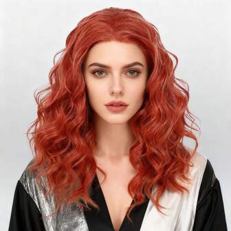 Medium Length Curly Rouge Pink Brown Synthetic Lace Front Wig Pre-Plucked Natural Hairline Loose Wavy Fake Hair With 13*1 HD Lace Closure Wig Heat Resistant High Temperature Fiber High Density Glueless Soft Replacement Hair For Women Daily Hollween Party Christmas Cosplay Gifts Sassy Themed Freedom Part Style Luxury Hairpiece