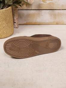 女士新款平底系带仿麂皮休闲鞋，时尚百搭学院风运动鞋，大码 - 咖啡棕 - 查看 7