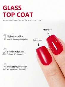 XEIJAYI 1瓶100毫升玻璃瓶装持久透明橡胶封层，LED UV灯强韧指甲，高光泽亮面封层凝胶指甲油 - 無色 - 查看 6